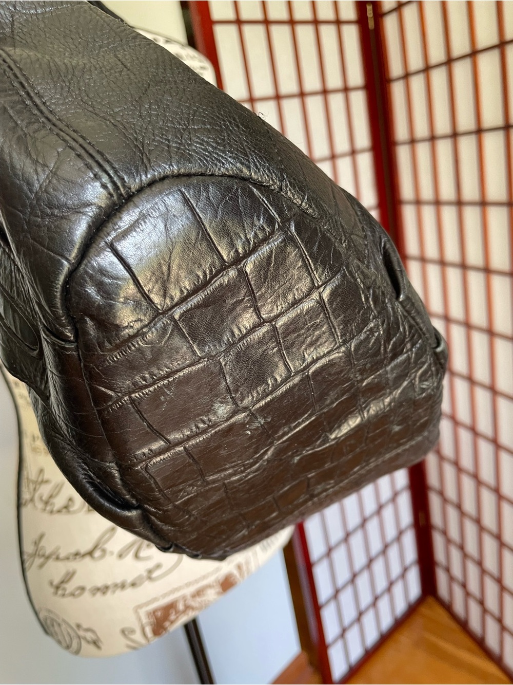 B. Makowsky Black Croc-Embossed Leather Hobo Bag - Picture 4 of 10
